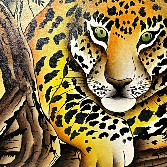 ANUSCHKA Leather Hand Painted Crossbody Bag Purse African Leopard Print - Picture 3 of 16